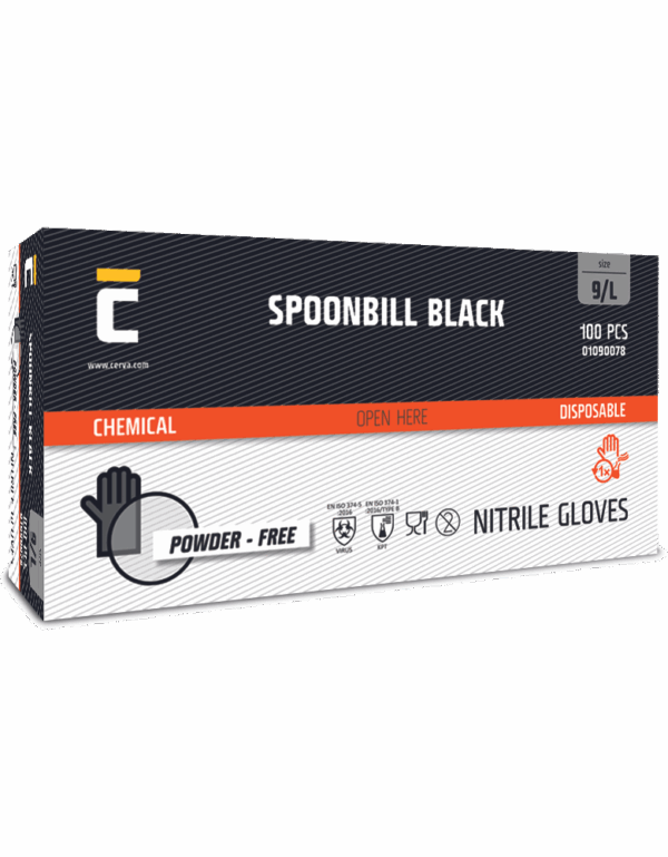 rokavice SPOONBILL BLACK nitril brez prahu - slika 3
