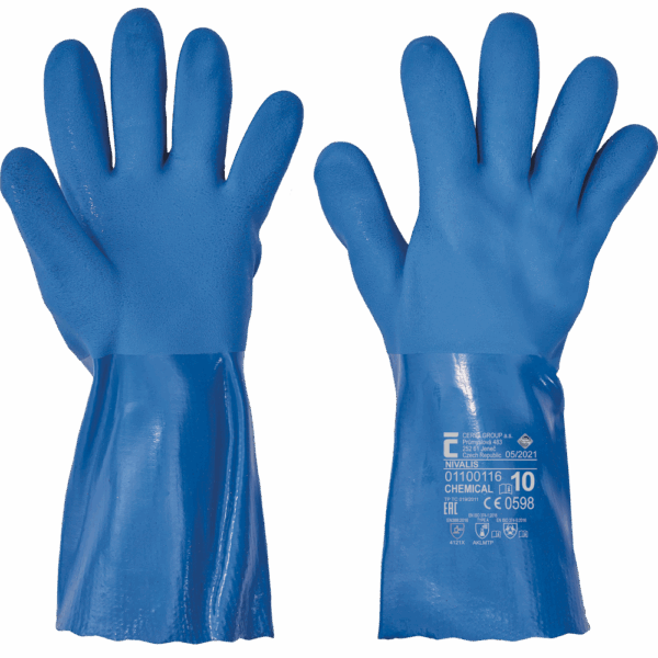 Rokavice NIVALIS s polnim potapljanjem v modrem PVC